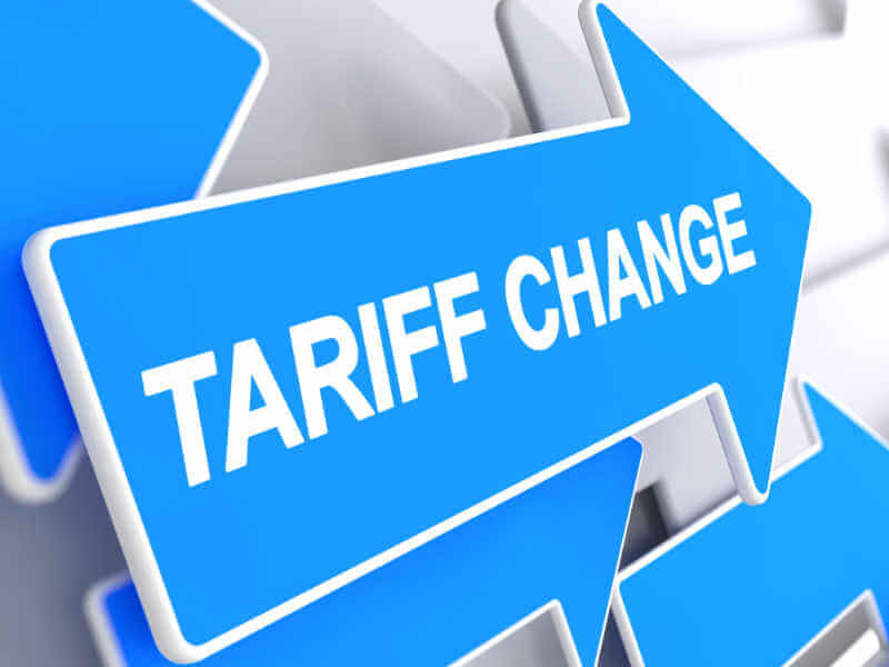 Tariff Change - Text on the Blue Cursor. 3D.